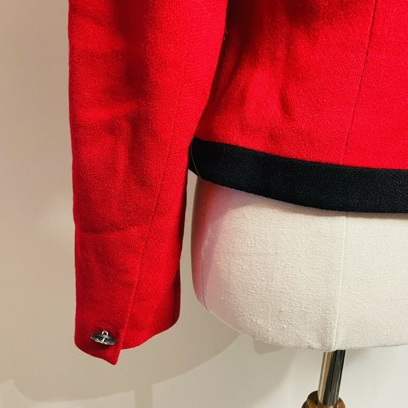Ji Tak Vintage Cropped Red/Black Blazer Jacket - Picture 9 of 11